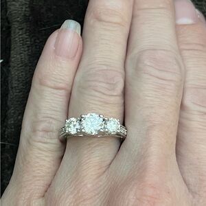 JTV Silver Three-Stone Ring